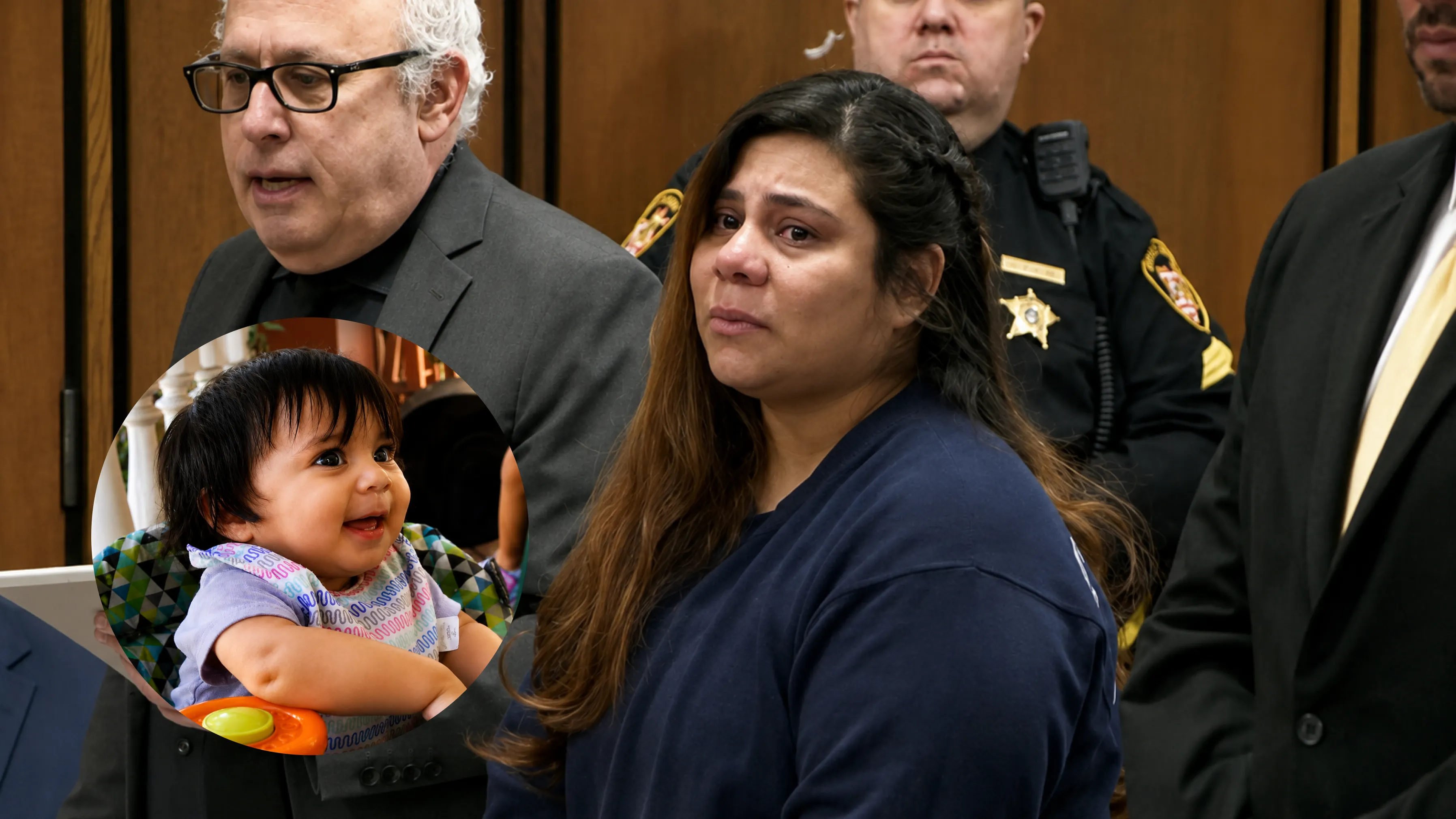 Kristel Candelario durante audiência relacionada ao abandono da filha